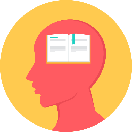 Icon of a head and an open book